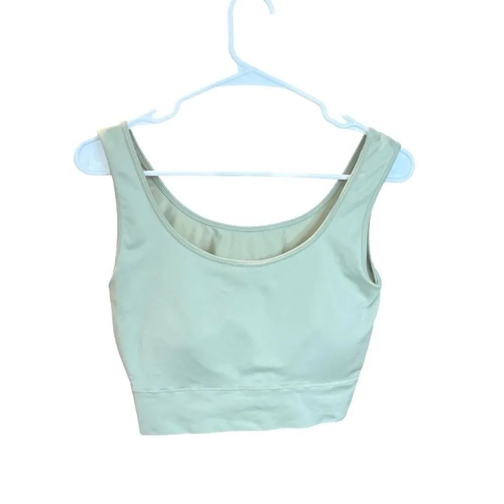 Modern Movement Scoop Neck Cropped Tank Padded Bra Green Large